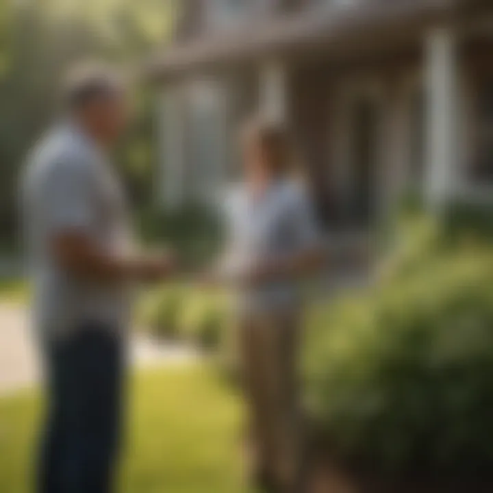 A homeowner discussing mosquito control options with a professional consultant