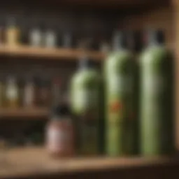 Ecological pest control products on a shelf representing nature cide labels