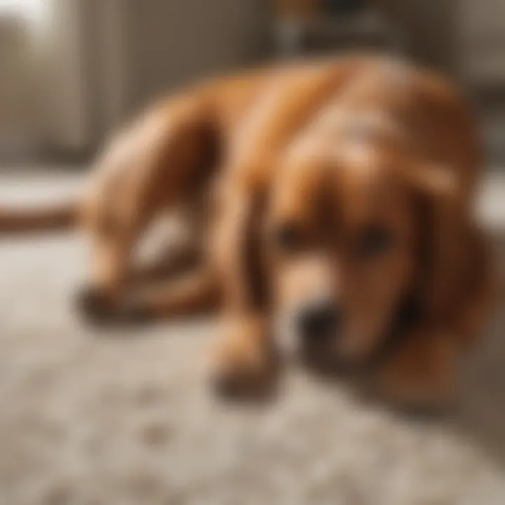 A dog and cat resting peacefully on a carpet treated with flea powder