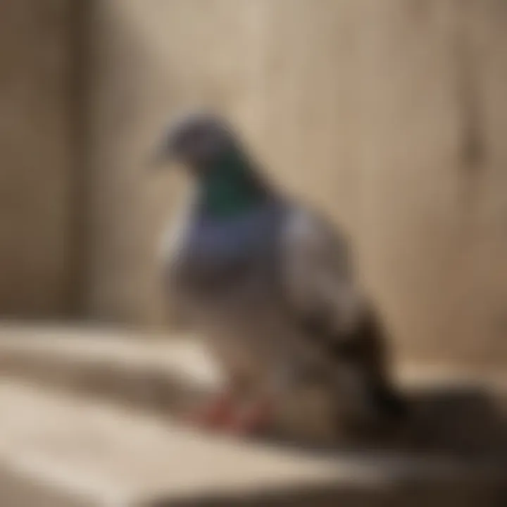 A close-up of a pigeon stopper installed on a ledge.