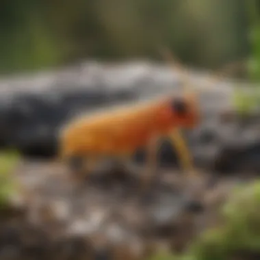 Close-up view of springtails in their natural habitat