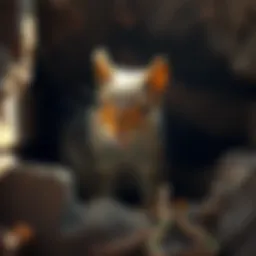 Squirrel in a crawl space observing its surroundings