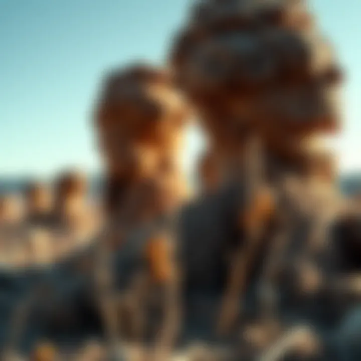 A close-up of termite mounds in California's landscape