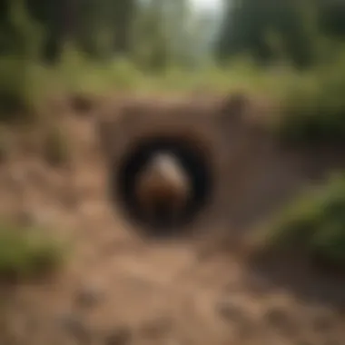 Visual of a groundhog burrow entrance