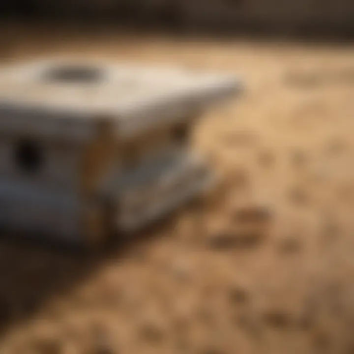 Close-up view of an indoor termite bait station showcasing its design and mechanisms.