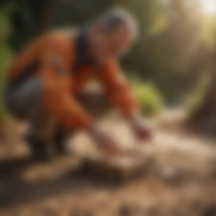 An expert conducting maintenance on a termite bait station to ensure its effectiveness.