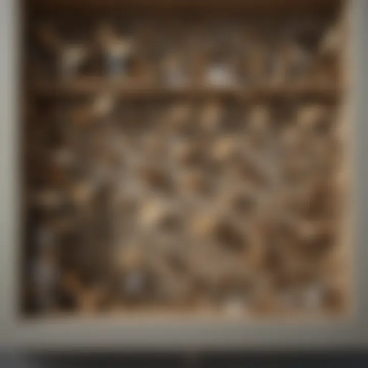 Signs of moth infestation in kitchen food storage areas.