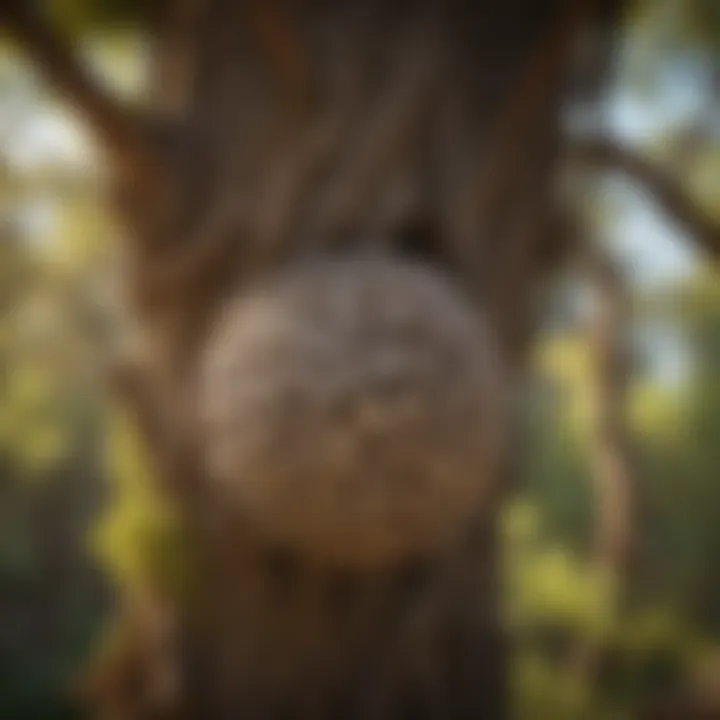 Wasp nest built in a tree