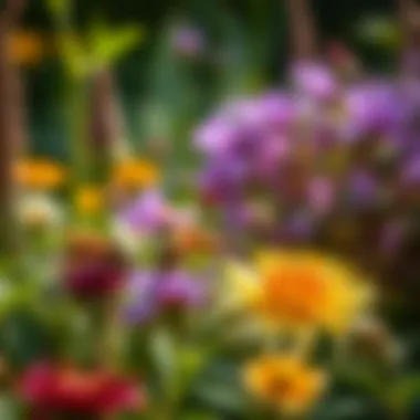 Harmonious Coexistence in a Garden A serene garden scene with wasps interacting harmoniously with surrounding plants.