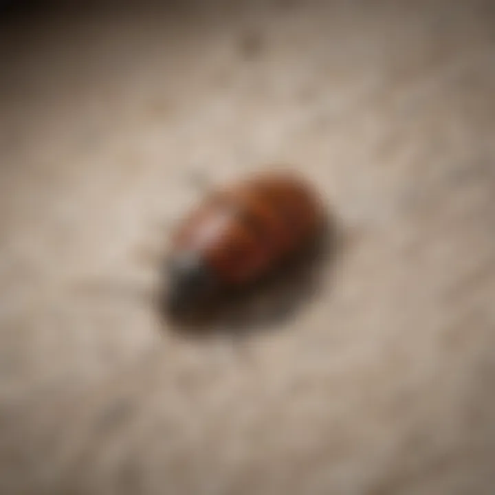 Close-up of carpet beetle larvae on fabric