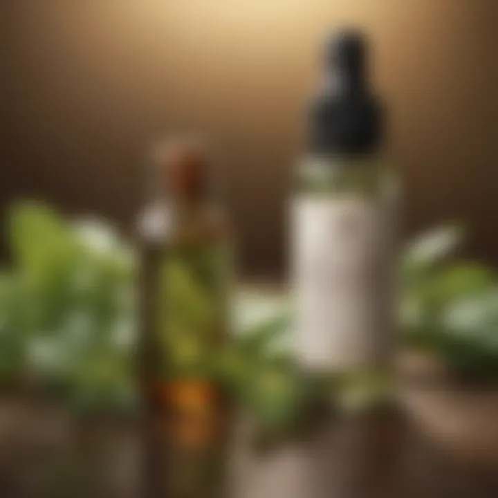 Bottle of peppermint oil with a dropper for application