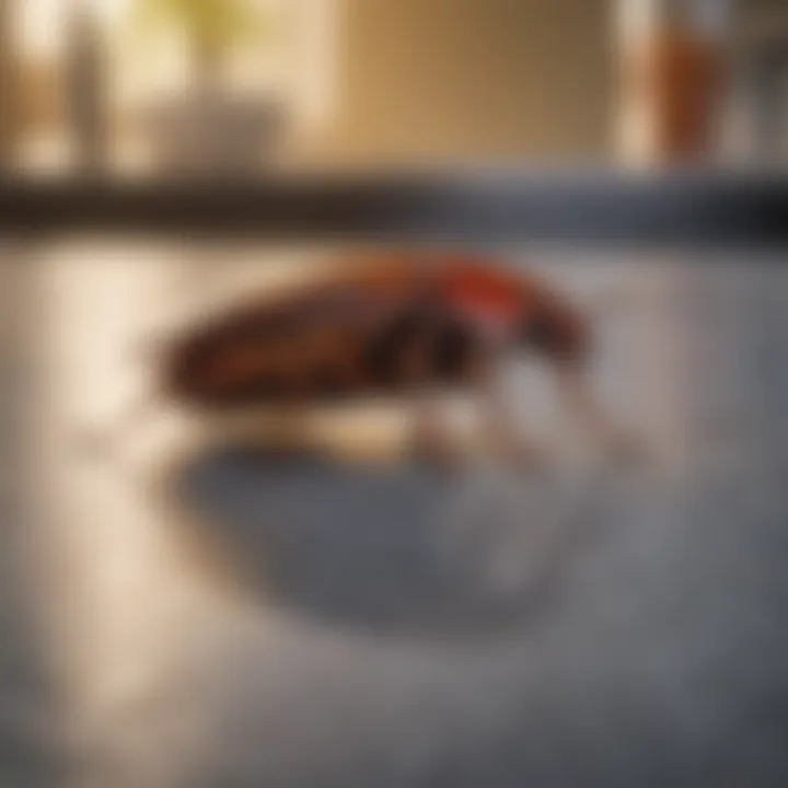 Close-up of a cockroach on a kitchen counter