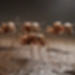 Close-up view of ghost ants on a surface