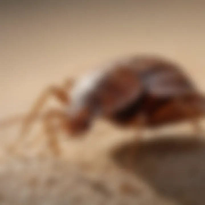 Close-up view of bed bug in a natural habitat