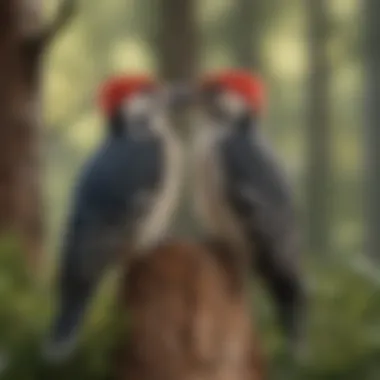 Woodpeckers in Their Natural Environment Natural habitat showing woodpeckers in the environment